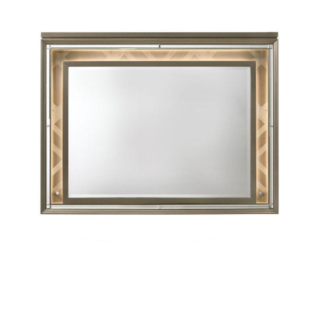 37" Champagne Lighted Wood Framed Mounted Dresser Mirror - Bed & Bath