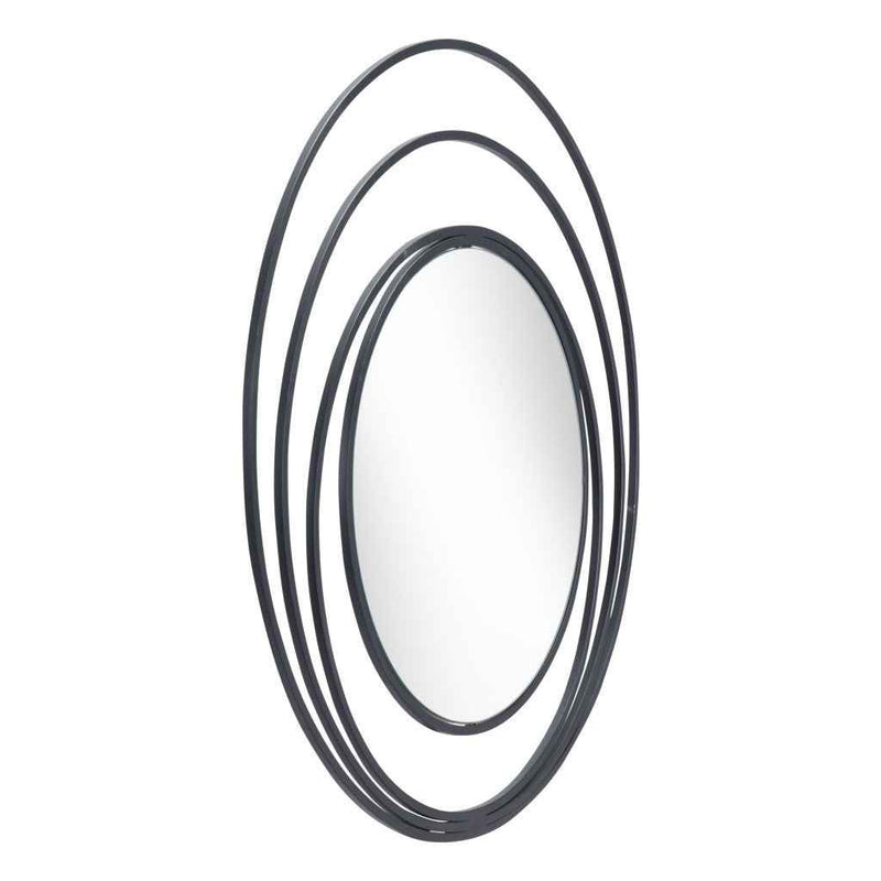 32" Black Oval Steel Framed Accent Mirror