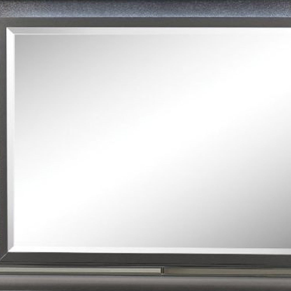 39" Gunmetal Lighted Wood Framed Mounted Dresser Mirror - Bed & Bath