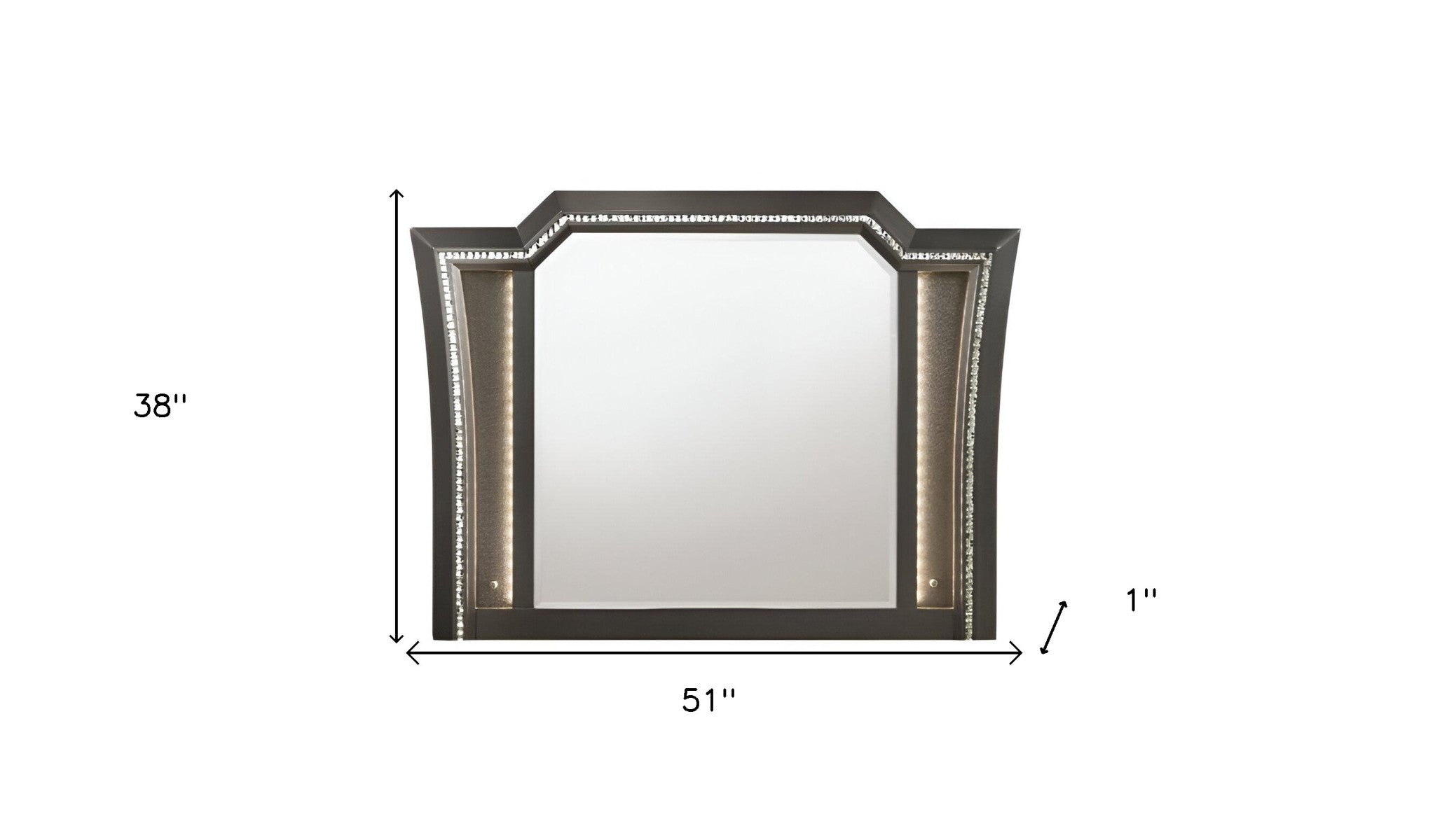 38" Gunmetal Lighted Abstract Wood Framed Mounted Dresser Mirror - Bed & Bath