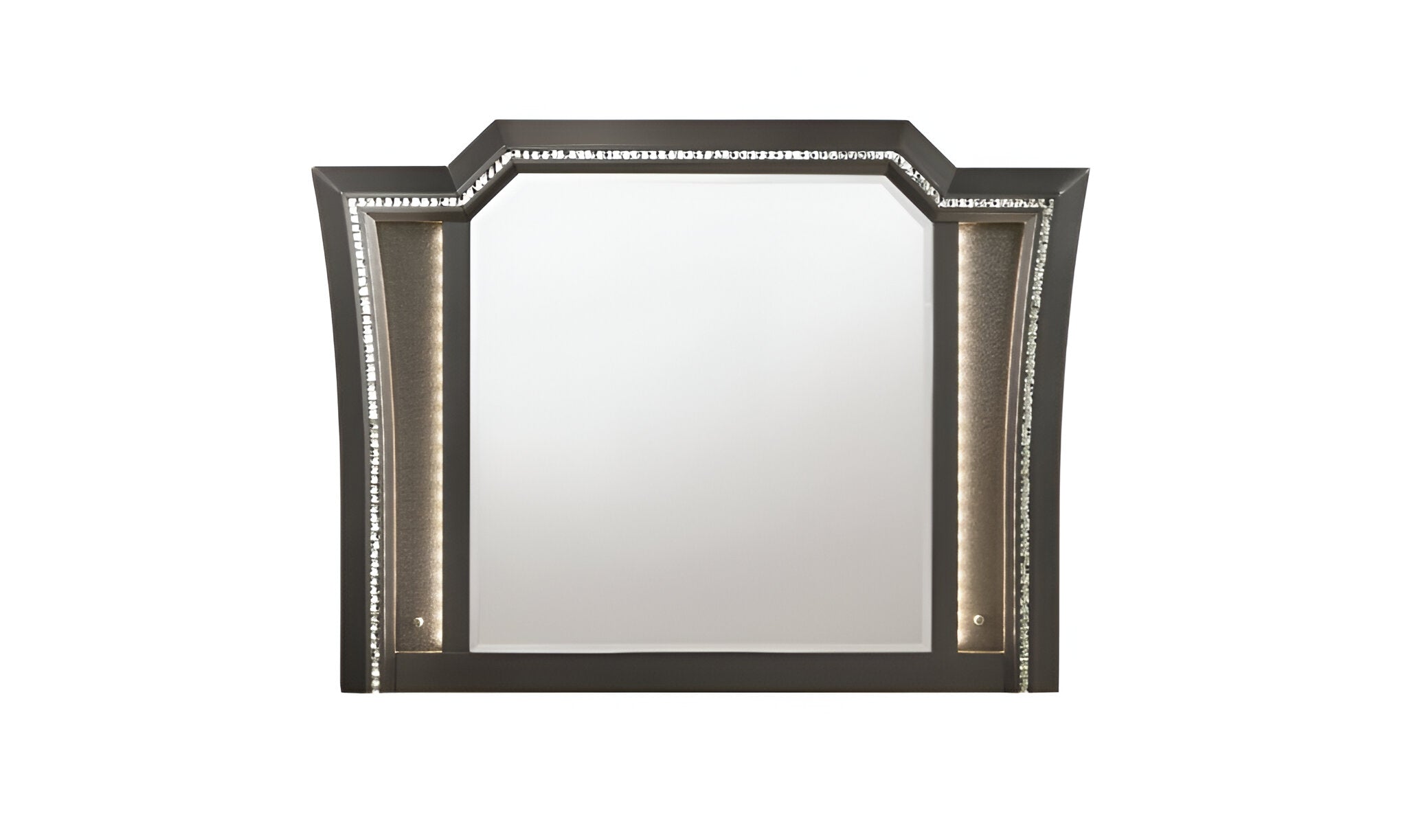 38" Gunmetal Lighted Abstract Wood Framed Mounted Dresser Mirror - Bed & Bath