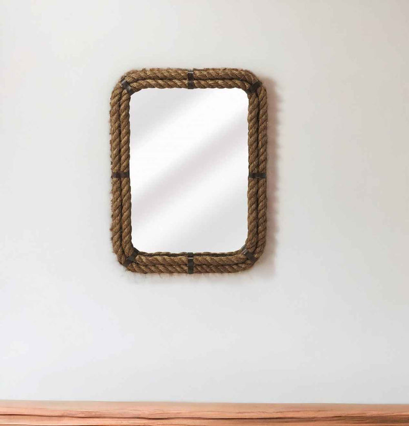 25" Brown Framed Accent Mirror