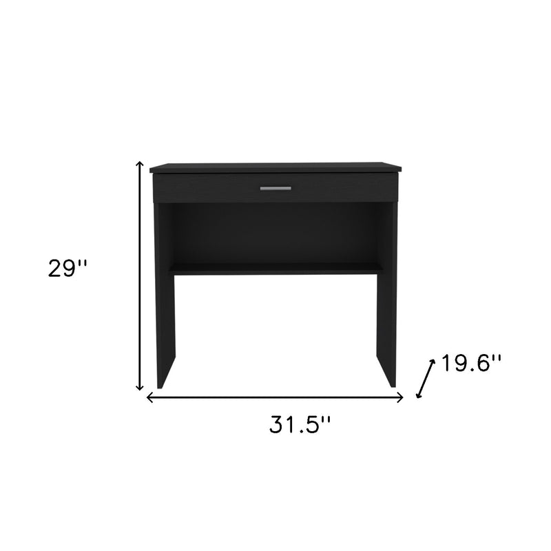 32" Black Wood Computer Desk With Drawer - Office