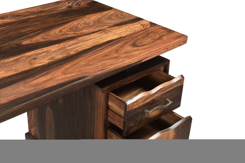 68" Natural Live Edge Solid Wood Writing Desk With Four Drawers - Office