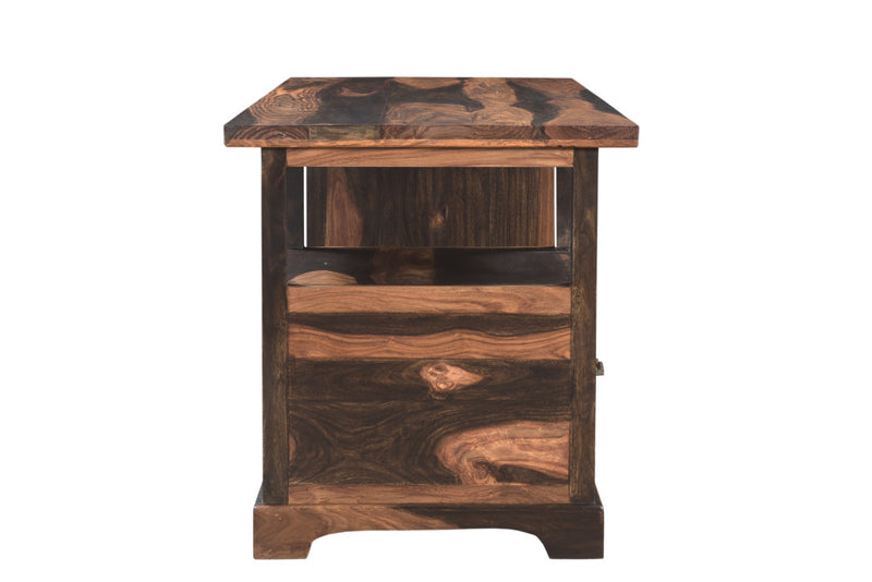 68" Natural Live Edge Solid Wood Writing Desk With Four Drawers - Office