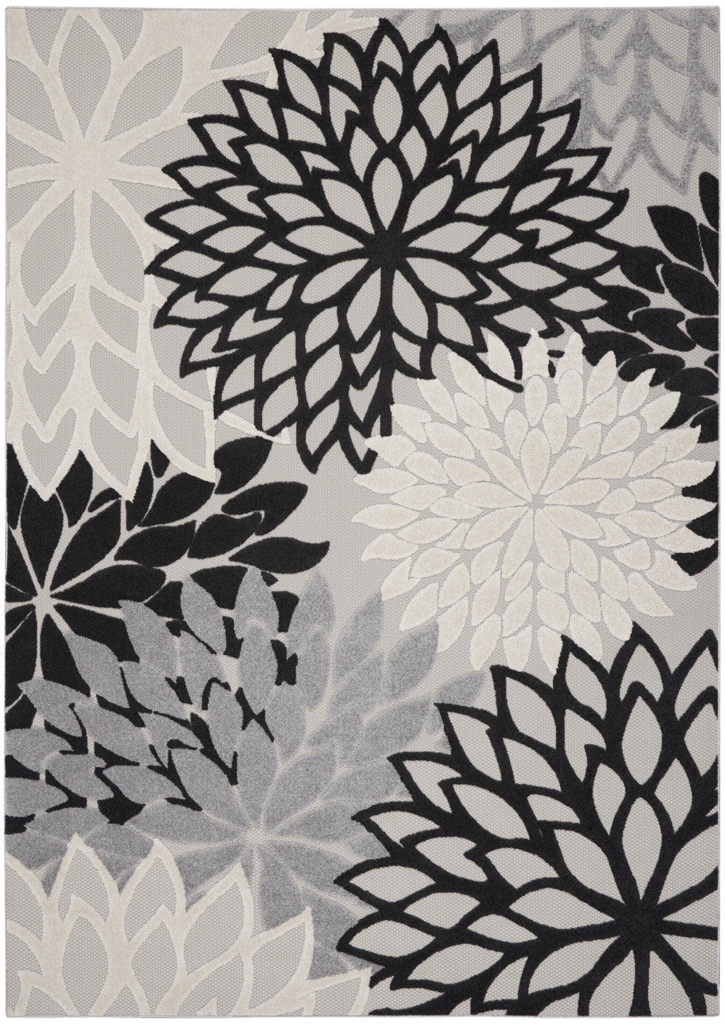 8' X 11' Black And White Indoor Outdoor Area Rug - Outdoor