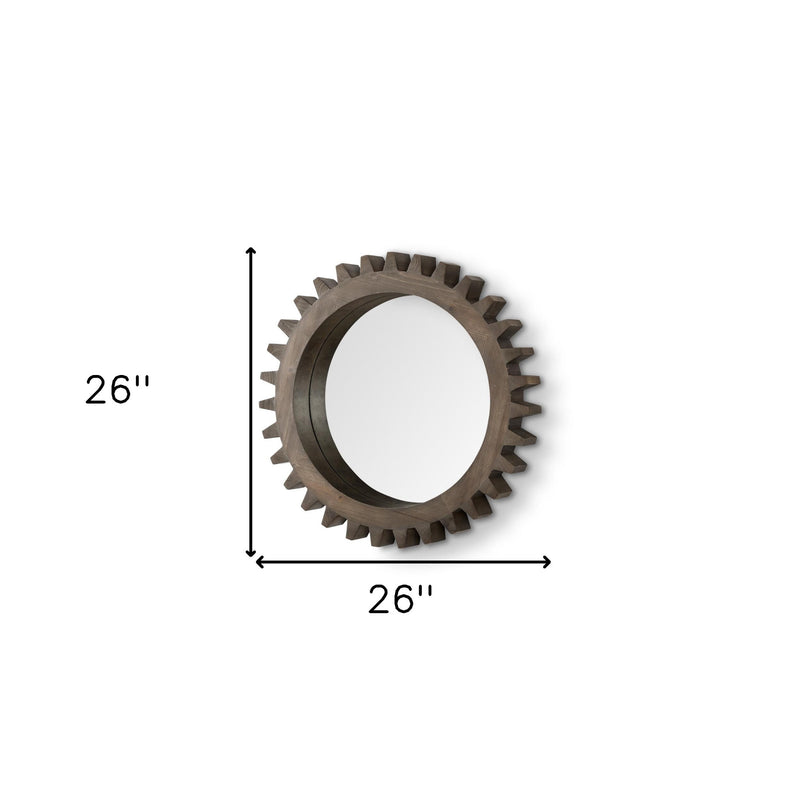 26" Dark Brown Abstract Wood Framed Accent Mirror - Bed & Bath