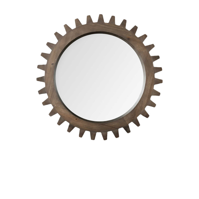 26" Dark Brown Abstract Wood Framed Accent Mirror - Bed & Bath