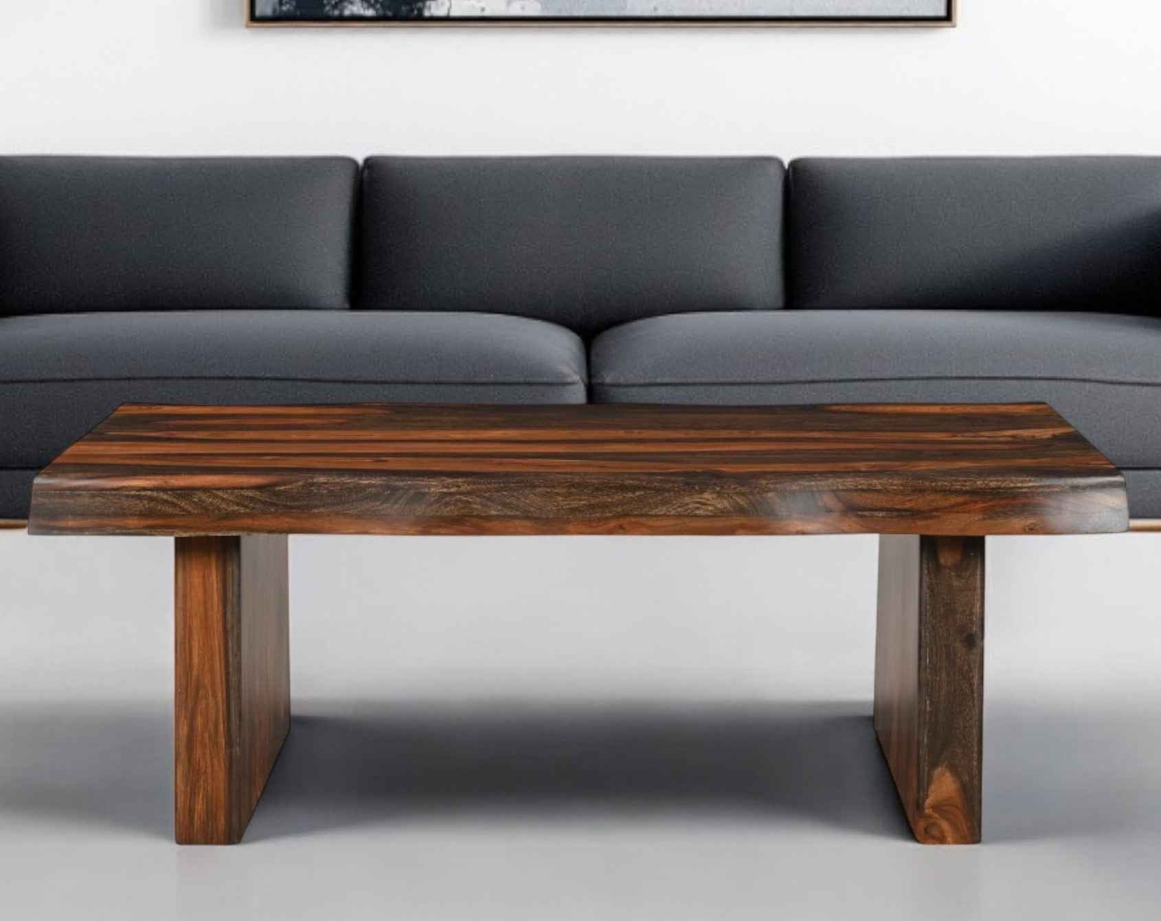 51" Dark Brown Solid Wood Sled Coffee Table