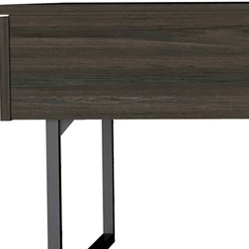 39" Espresso And Black Metal Lift Top Coffee Table With Drawer