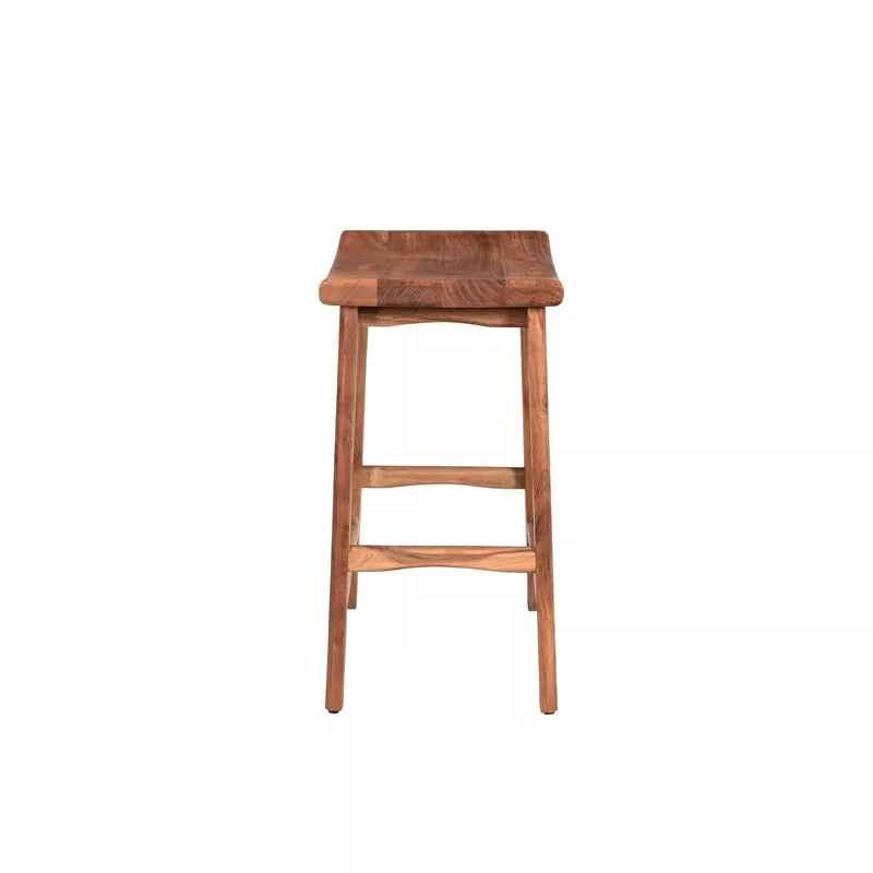 26" Brown Solid Wood Backless Bar Chair