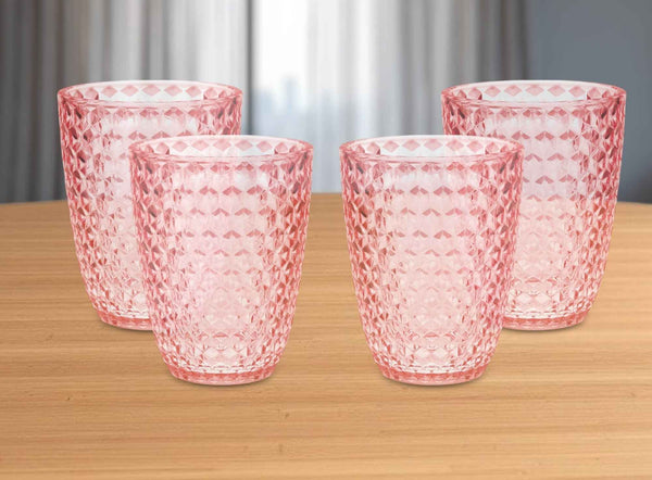Set of Four Pink Diamond Acrylic Stemless Whiskey Glass