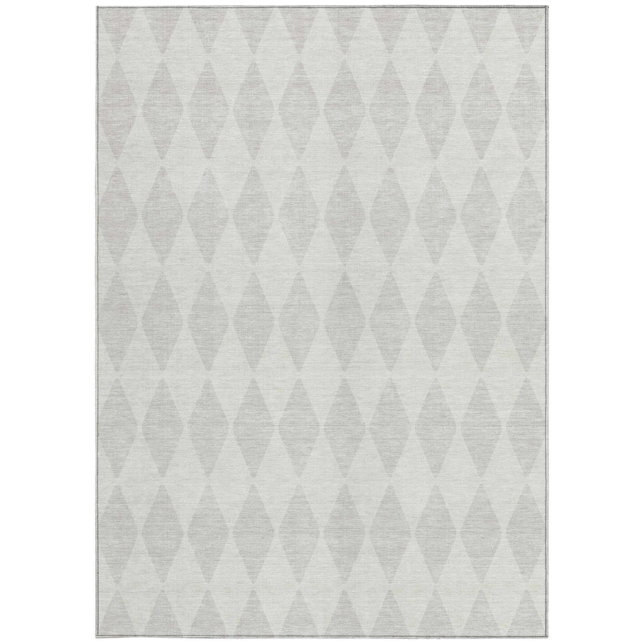 5' X 8' Ivory And Beige Geometric Washable Indoor Outdoor Area Rug