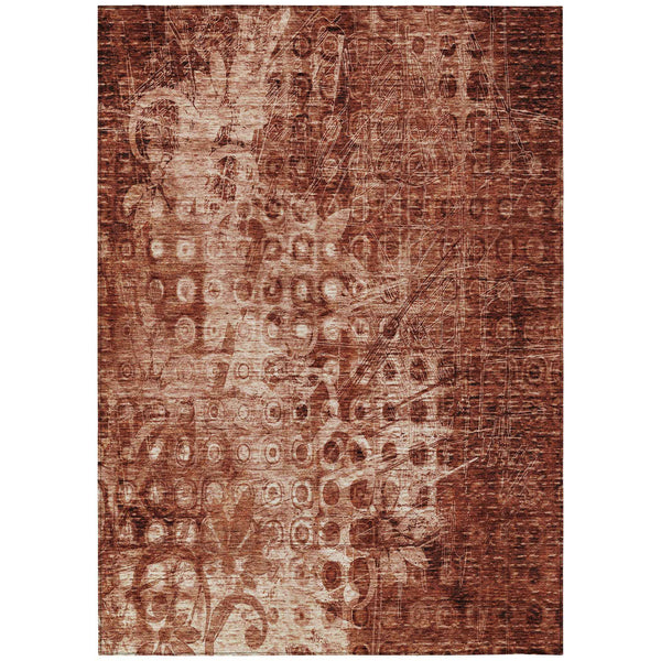 3' X 5' Orange Ikat Washable Indoor Outdoor Area Rug