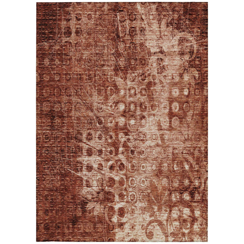 3' X 5' Orange Ikat Washable Indoor Outdoor Area Rug