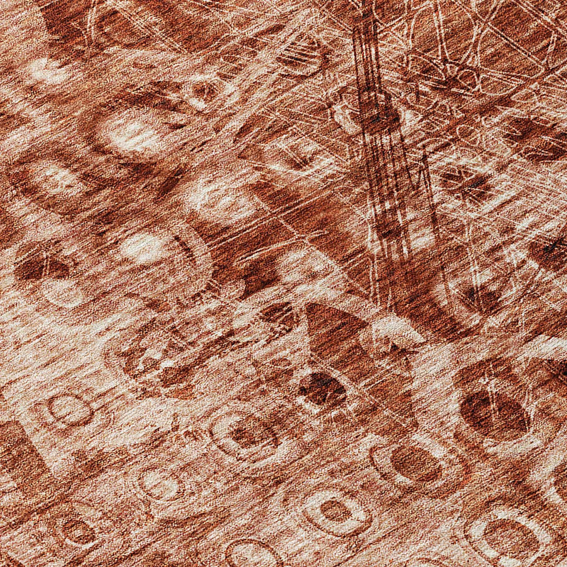 3' X 5' Orange Ikat Washable Indoor Outdoor Area Rug