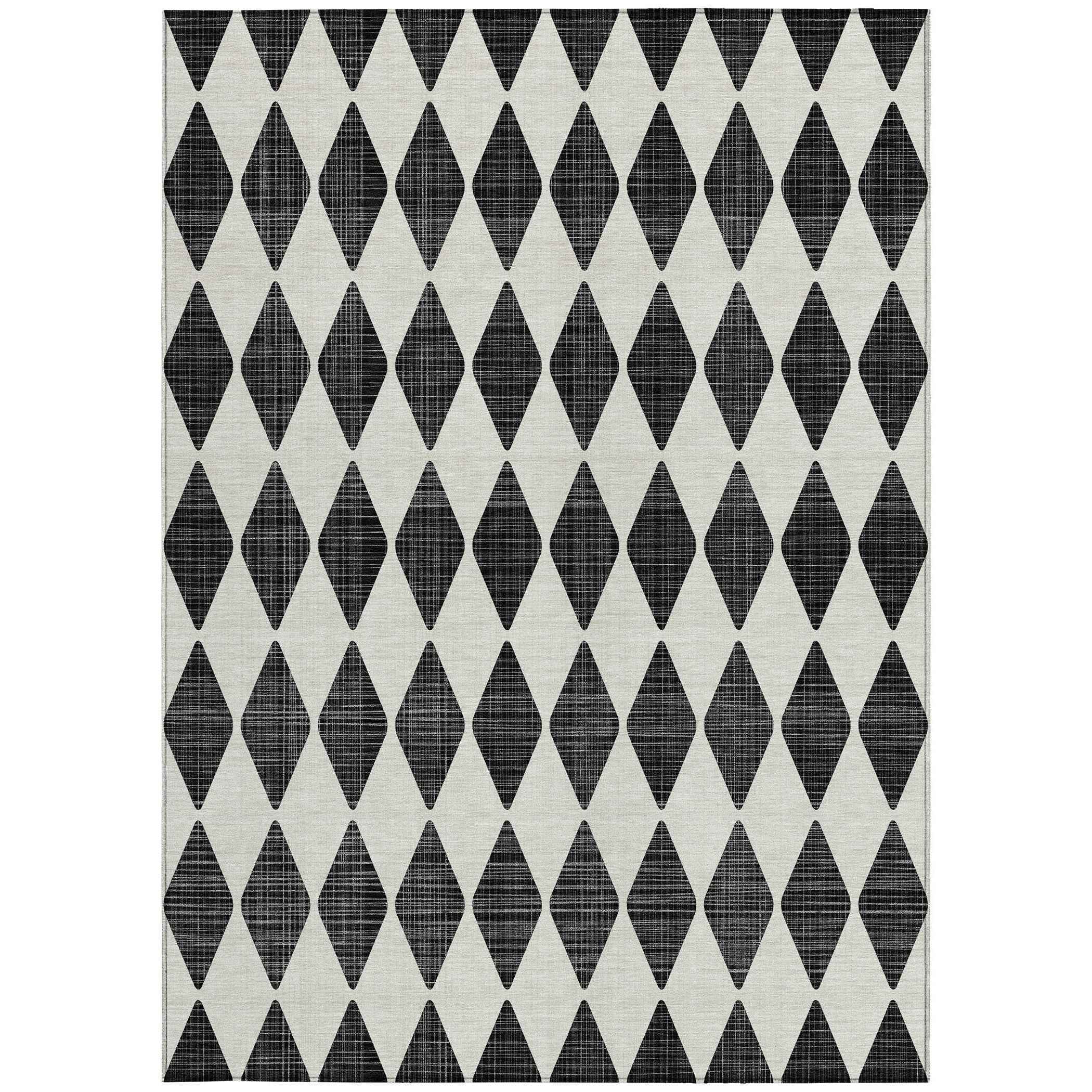 8' X 10' Black Geometric Washable Indoor Outdoor Area Rug