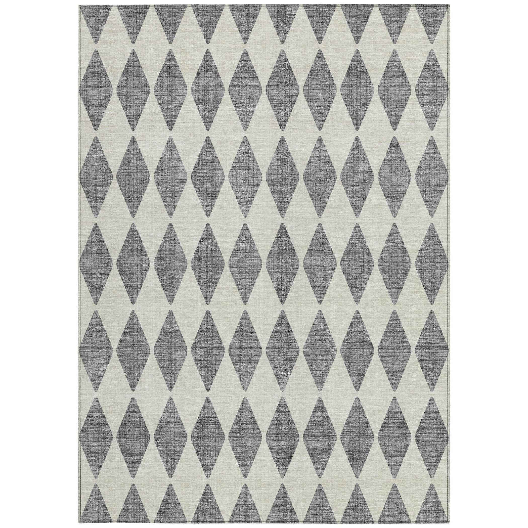 8' X 10' Gray And Ivory Geometric Washable Indoor Outdoor Area Rug