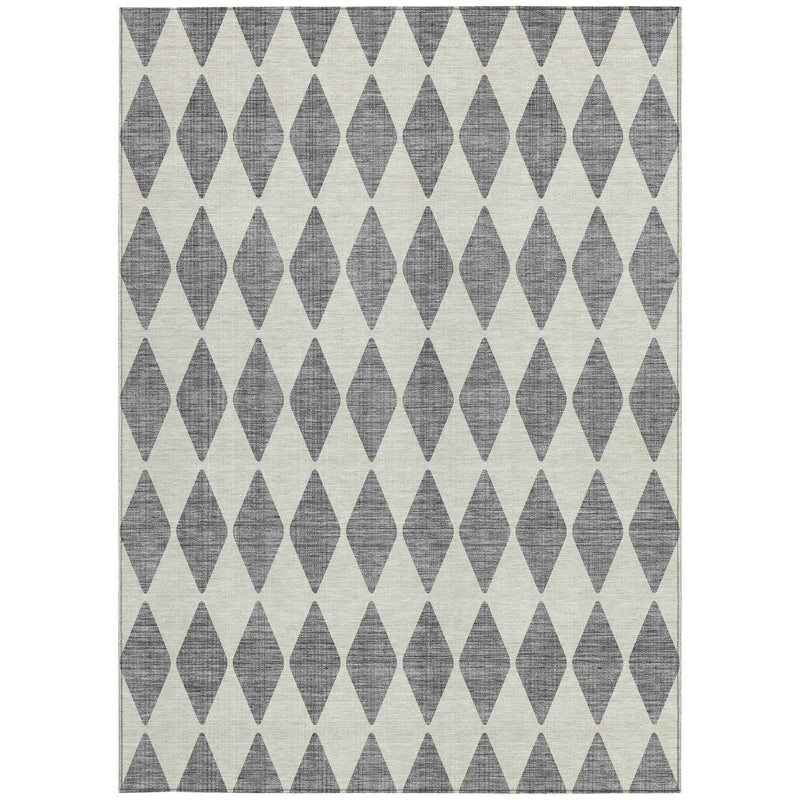 8' X 10' Gray And Ivory Geometric Washable Indoor Outdoor Area Rug