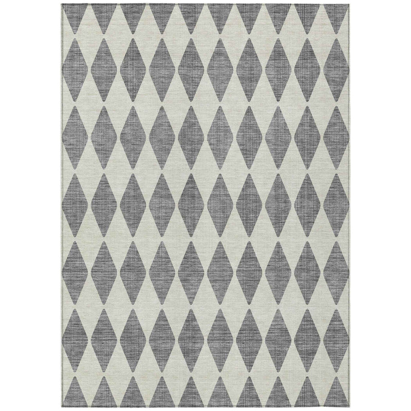 8' X 10' Gray And Ivory Geometric Washable Indoor Outdoor Area Rug
