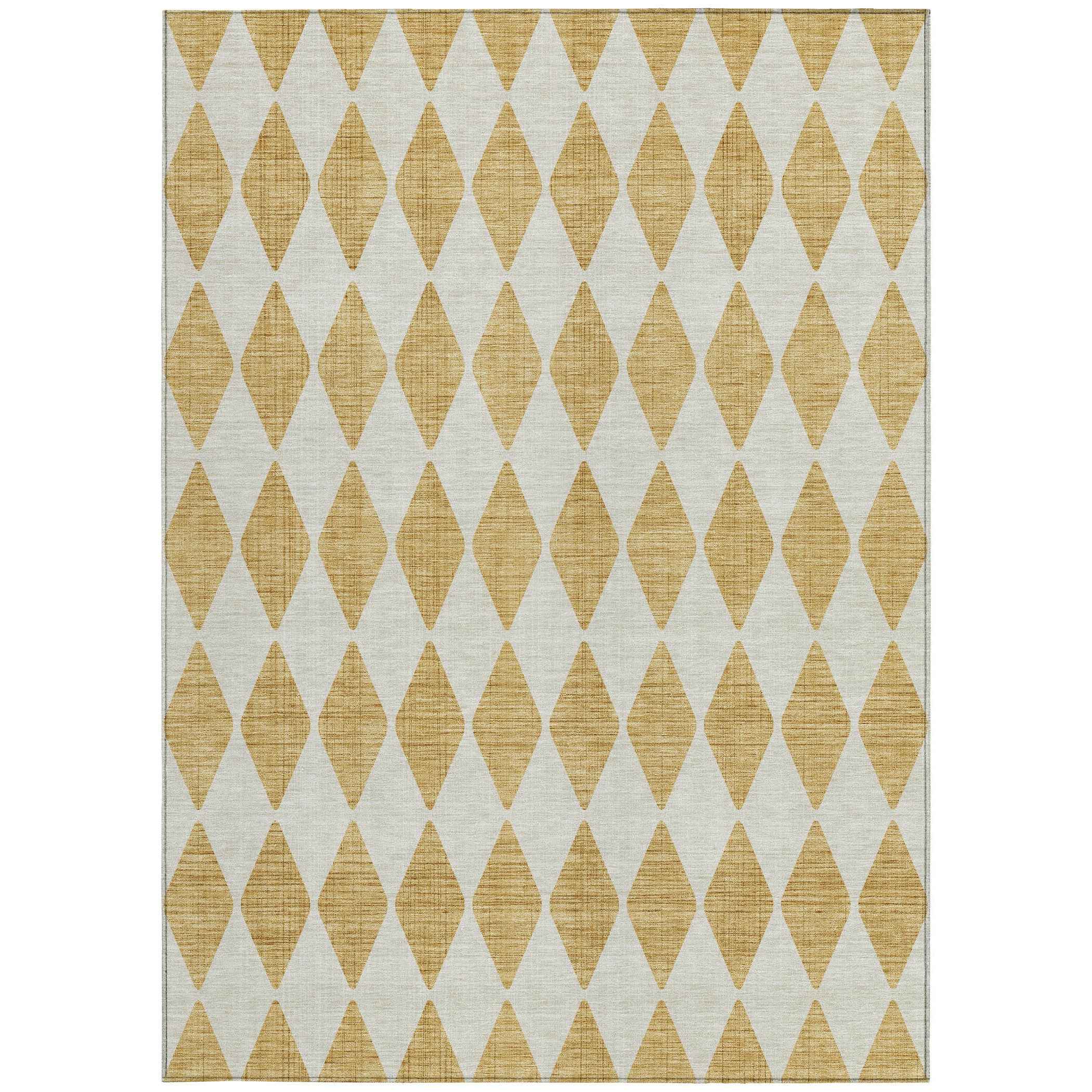 8' X 10' Gold And Light Brown Geometric Washable Indoor Outdoor Area Rug
