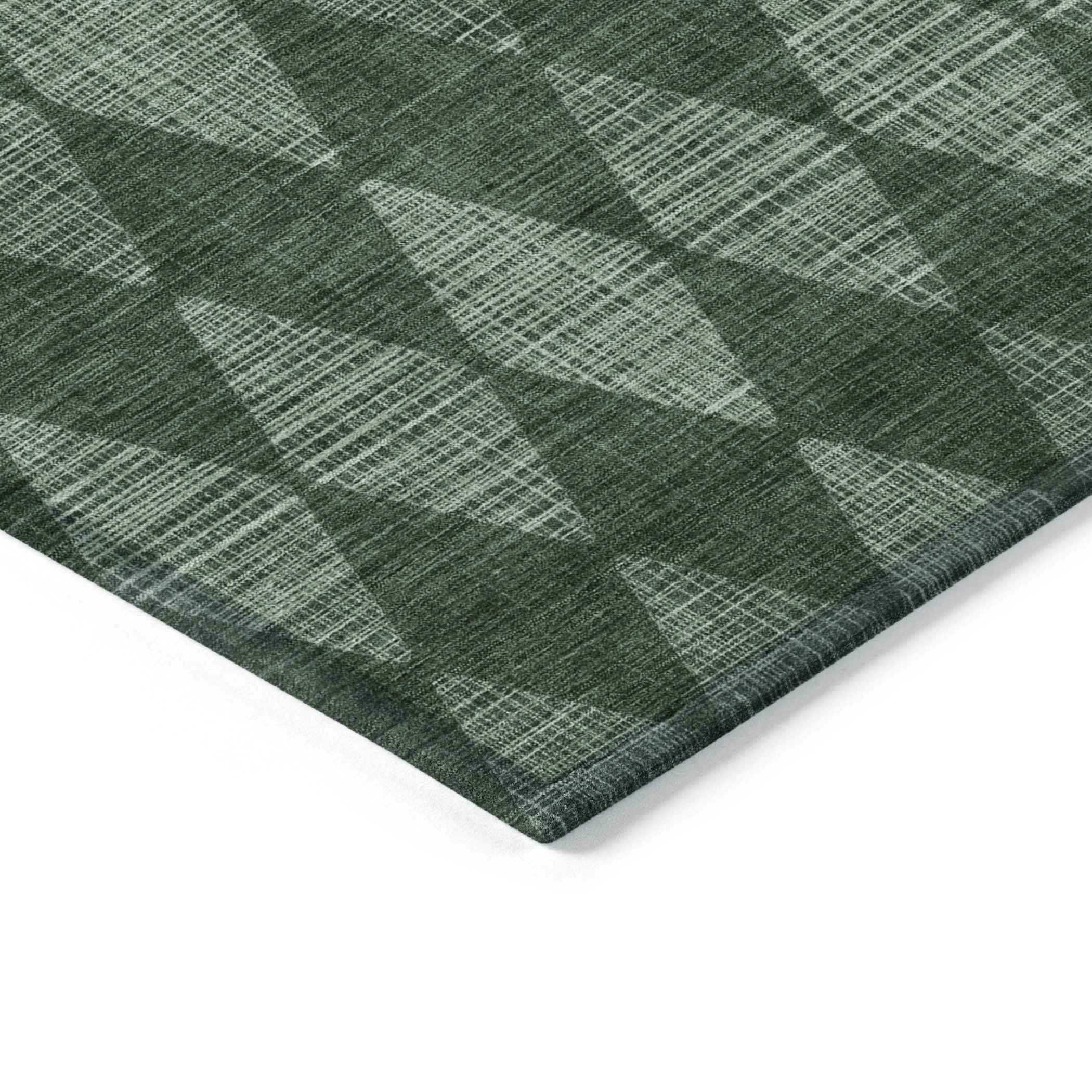 5' X 8' Olive Green And Charcoal Geometric Washable Indoor Outdoor Area Rug