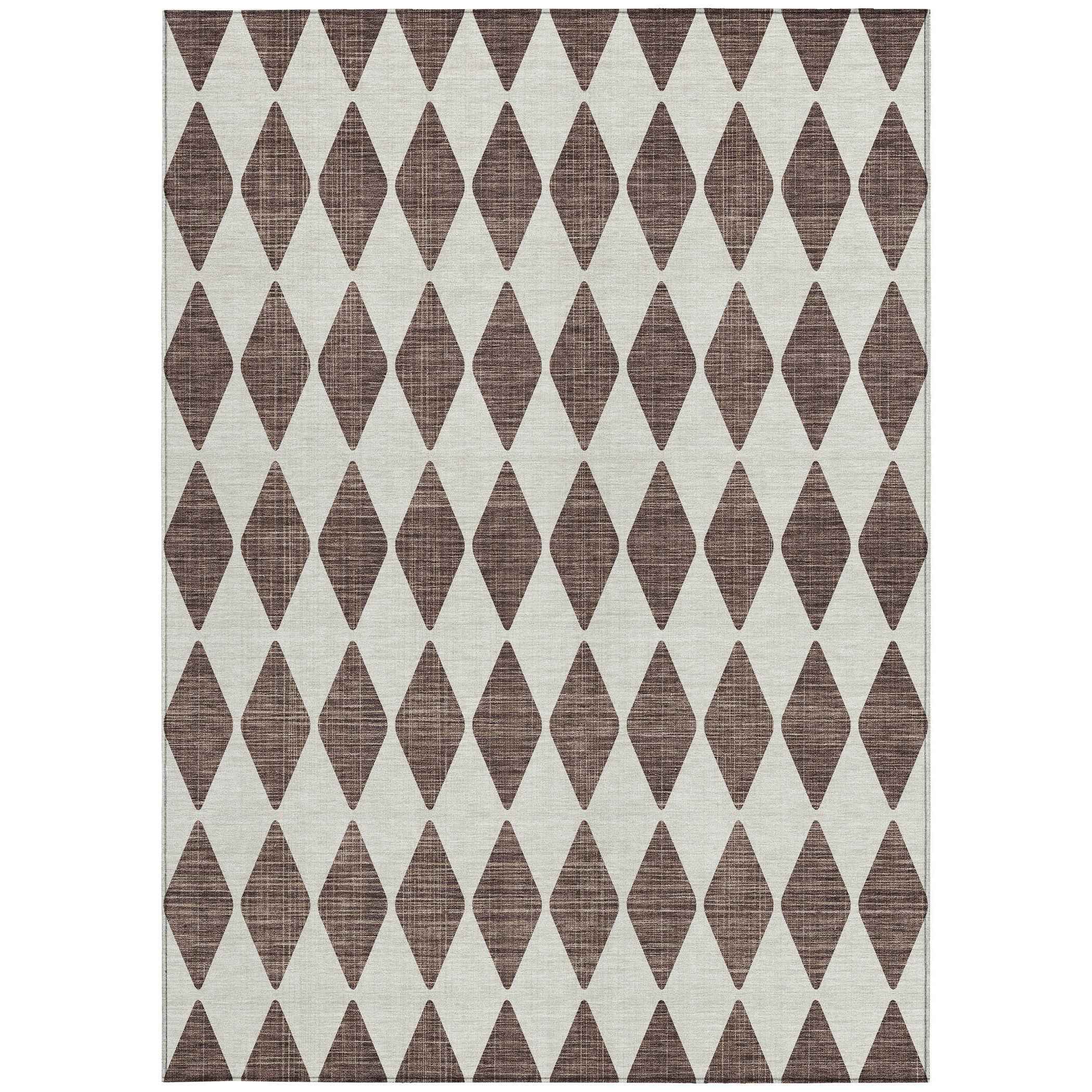 9' X 12' Brown Geometric Washable Indoor Outdoor Area Rug