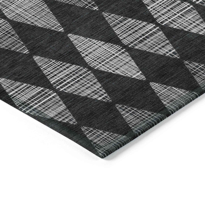 10' X 14' Charcoal Geometric Washable Indoor Outdoor Area Rug