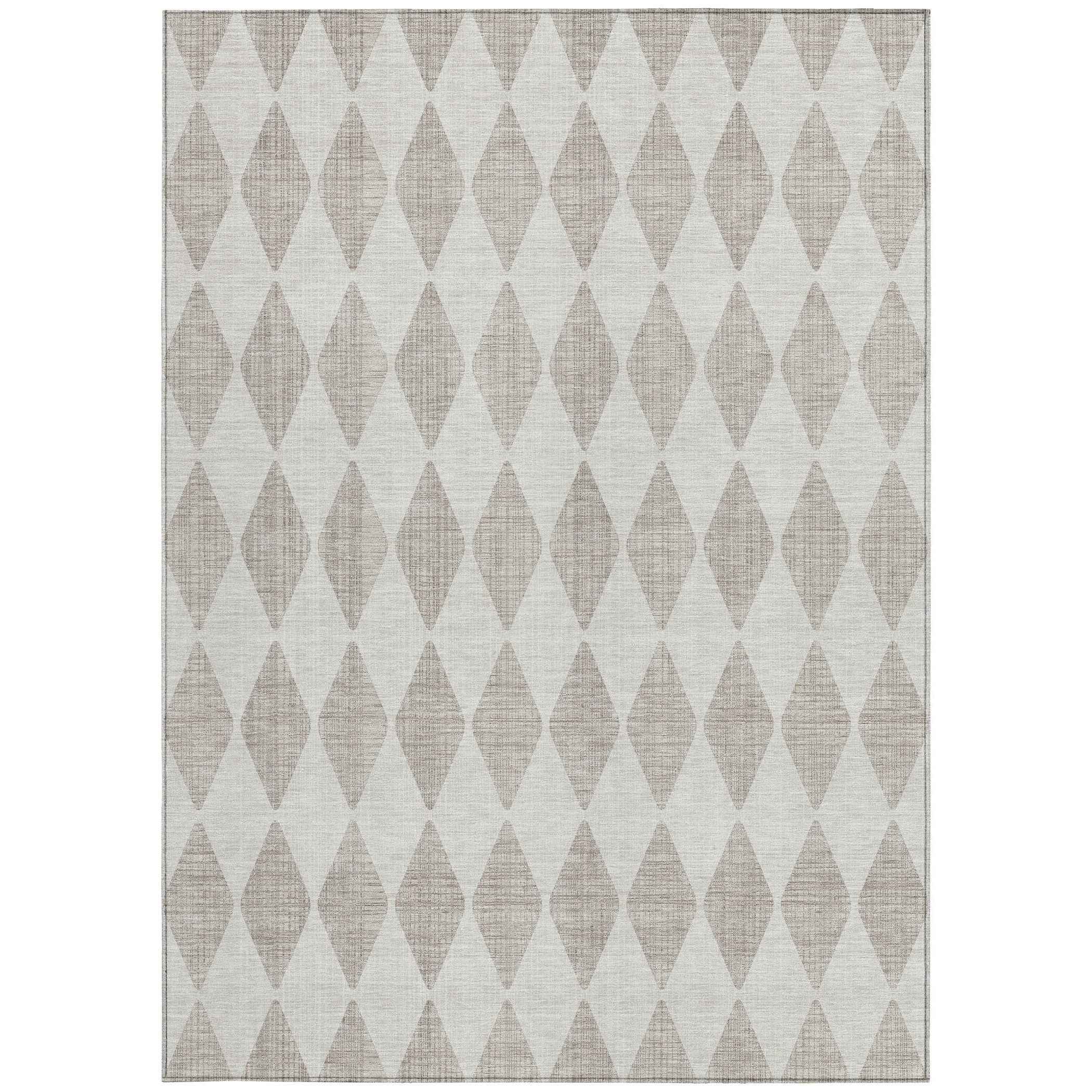 3' X 5' Beige Geometric Washable Indoor Outdoor Area Rug