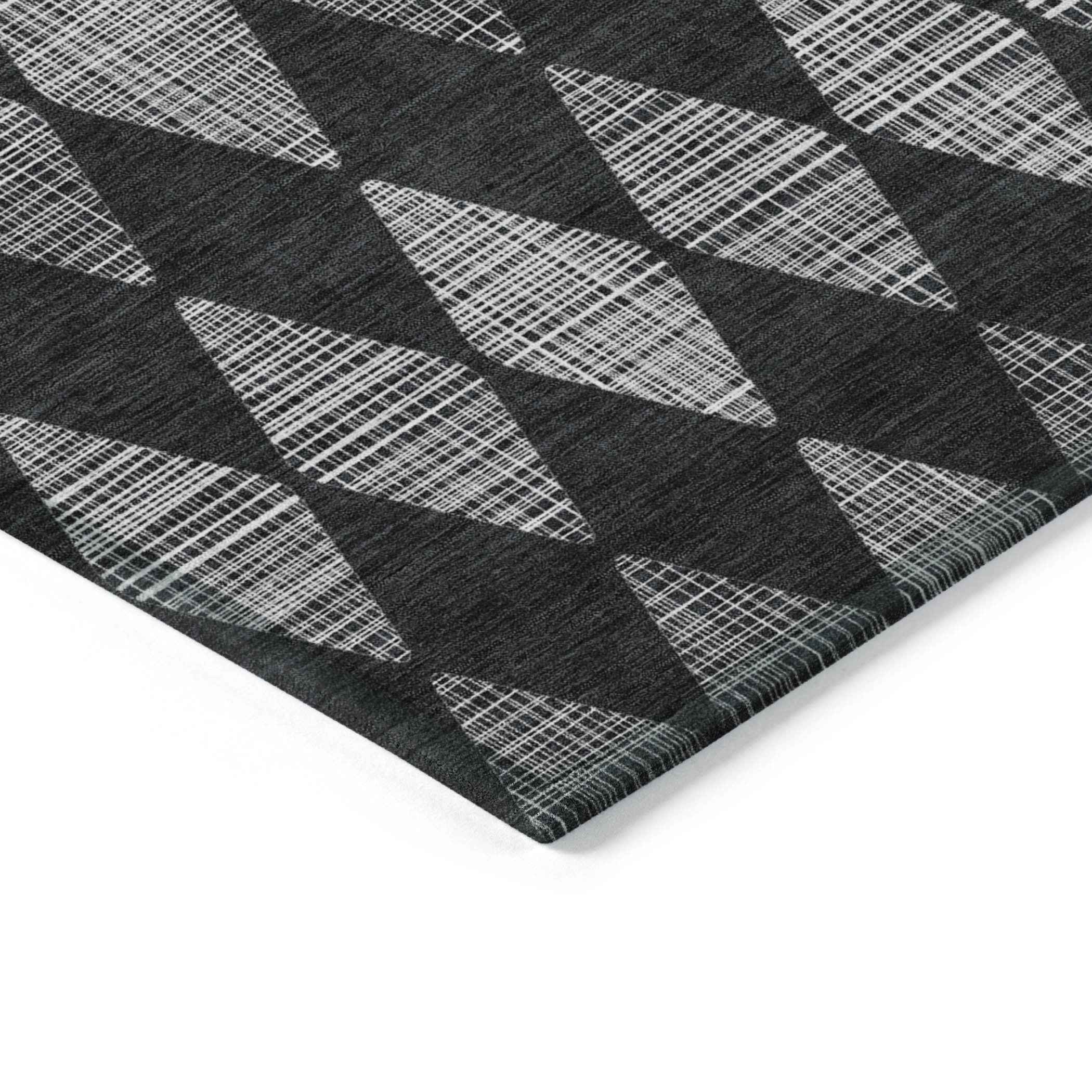 5' X 8' Charcoal Geometric Washable Indoor Outdoor Area Rug