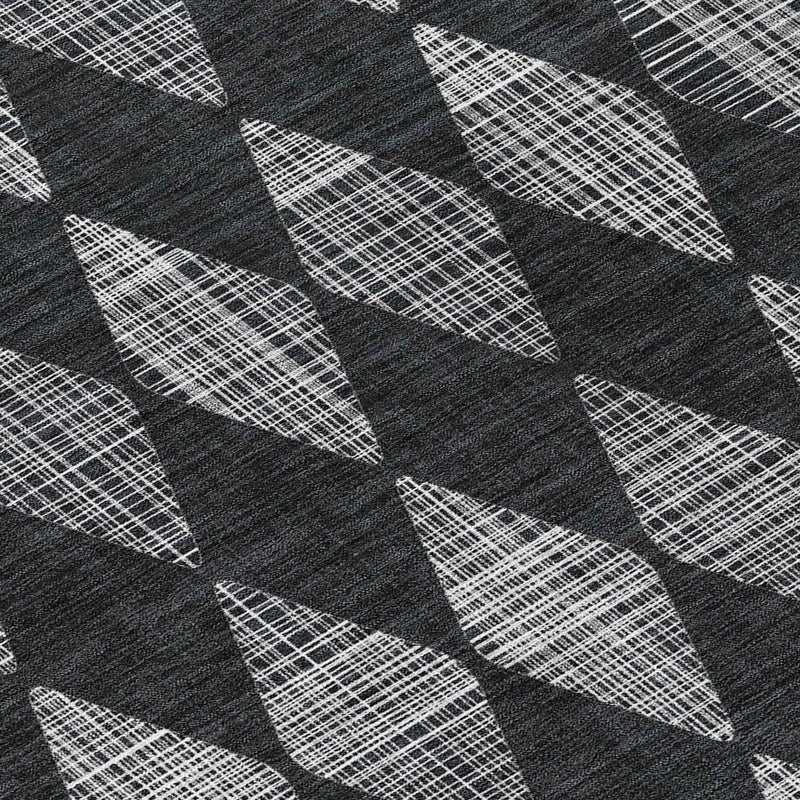5' X 8' Charcoal Geometric Washable Indoor Outdoor Area Rug