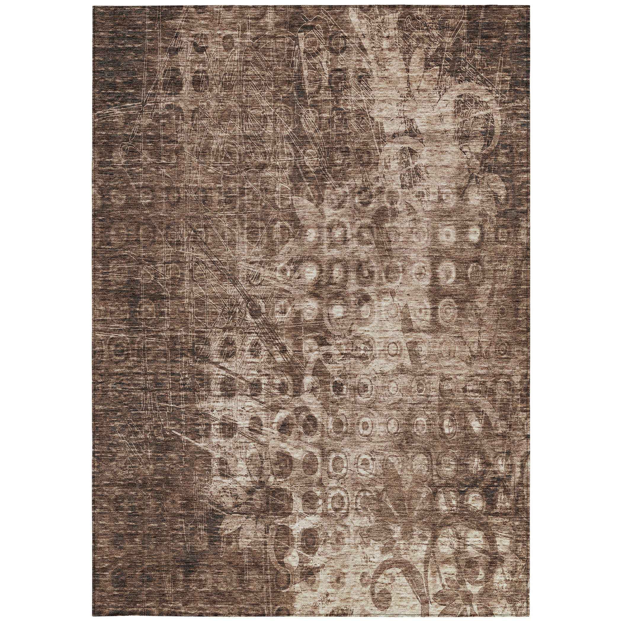 3' X 5' Chocolate Ikat Washable Indoor Outdoor Area Rug