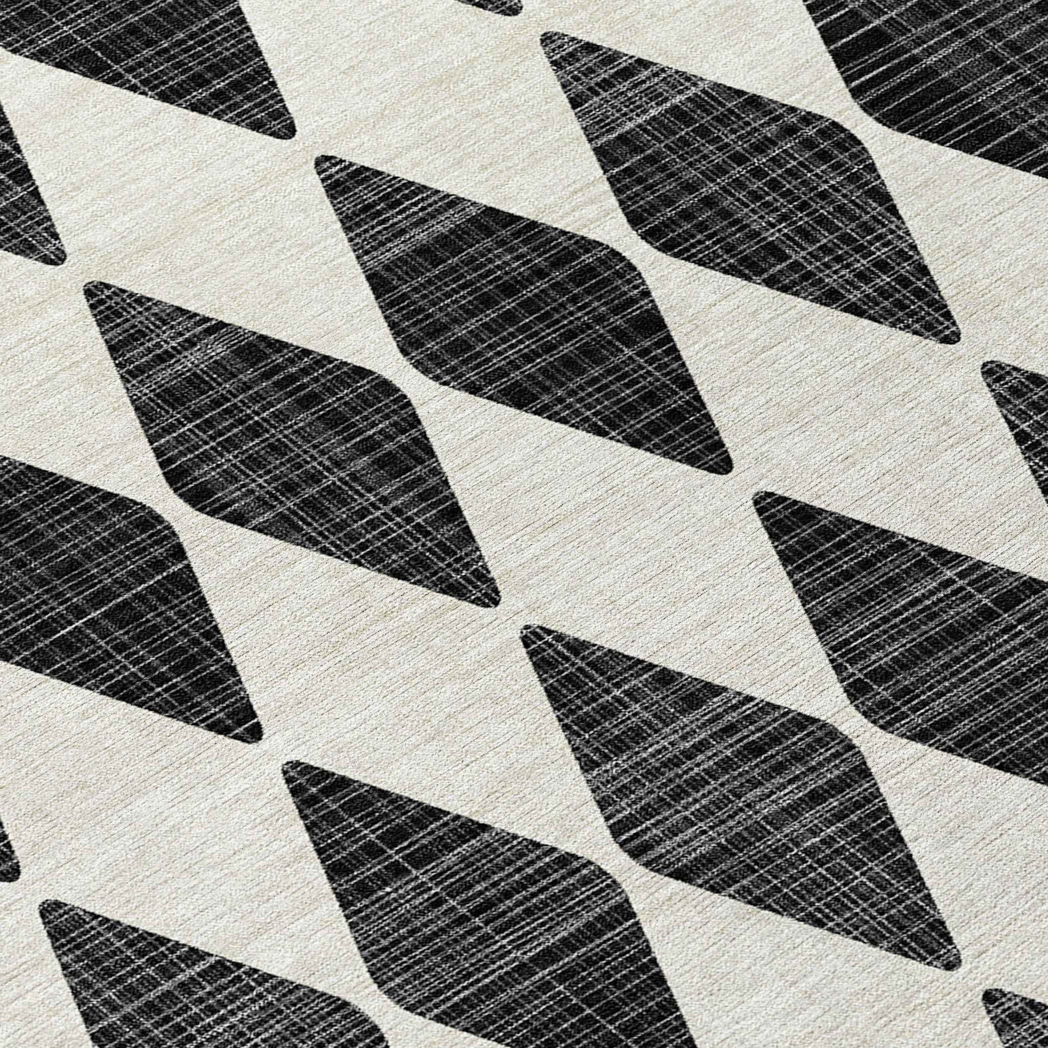 10' X 14' Black Geometric Washable Indoor Outdoor Area Rug