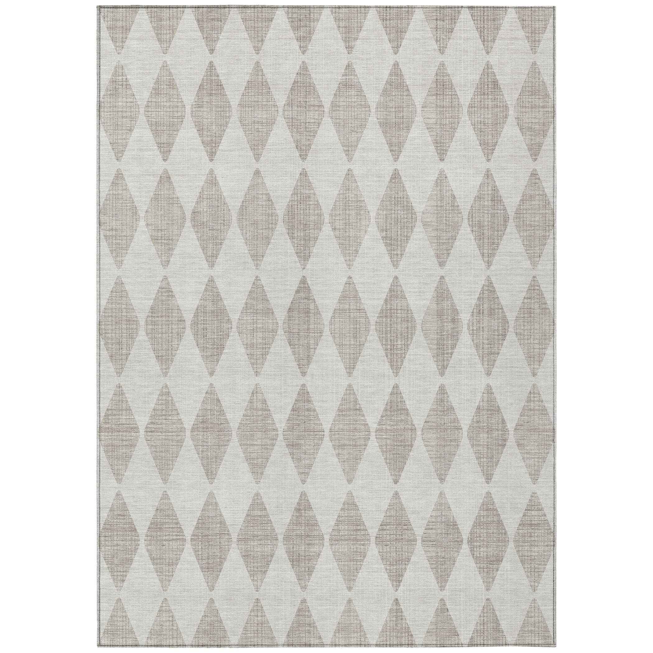 8' X 10' Beige Geometric Washable Indoor Outdoor Area Rug