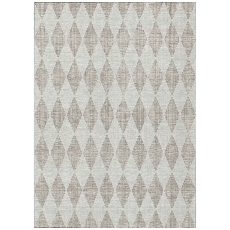 8' X 10' Beige Geometric Washable Indoor Outdoor Area Rug