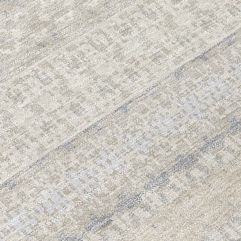 5' X 8' Ivory Striped Washable Indoor Outdoor Area Rug