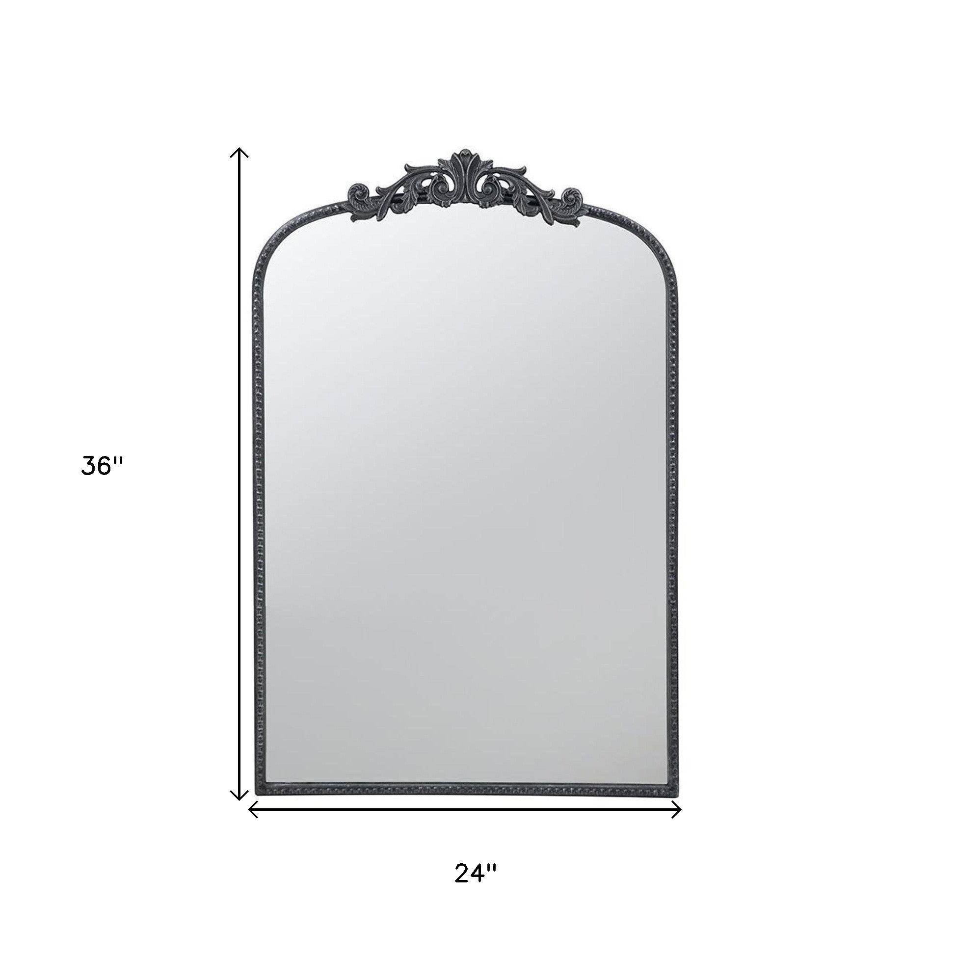 36" Black Arch Iron Framed Accent Mirror - Bed & Bath