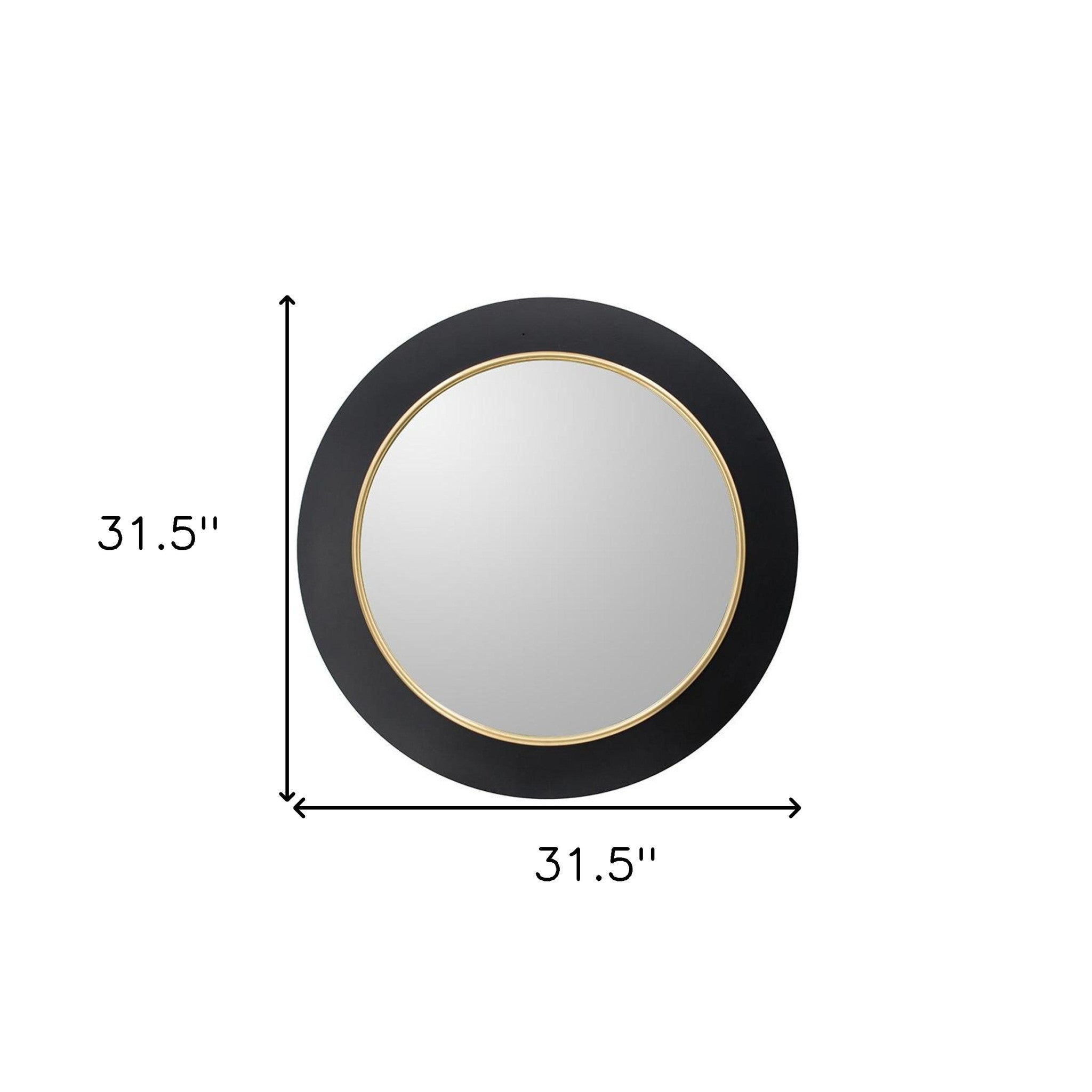 32" Black And Gold Lighted Round Metal Framed Accent Mirror - Bed & Bath