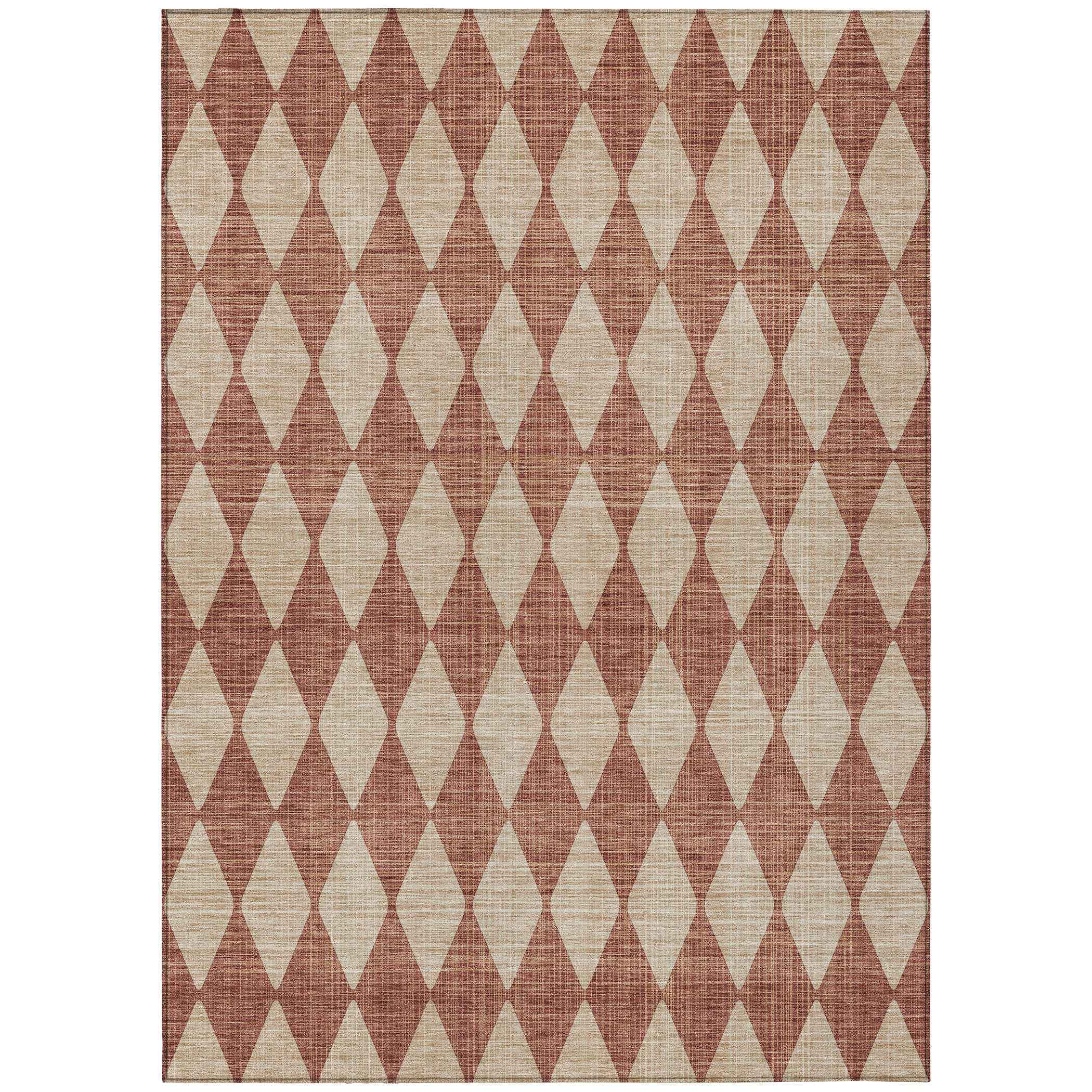 10' X 14' Orange And Copper Geometric Washable Indoor Outdoor Area Rug