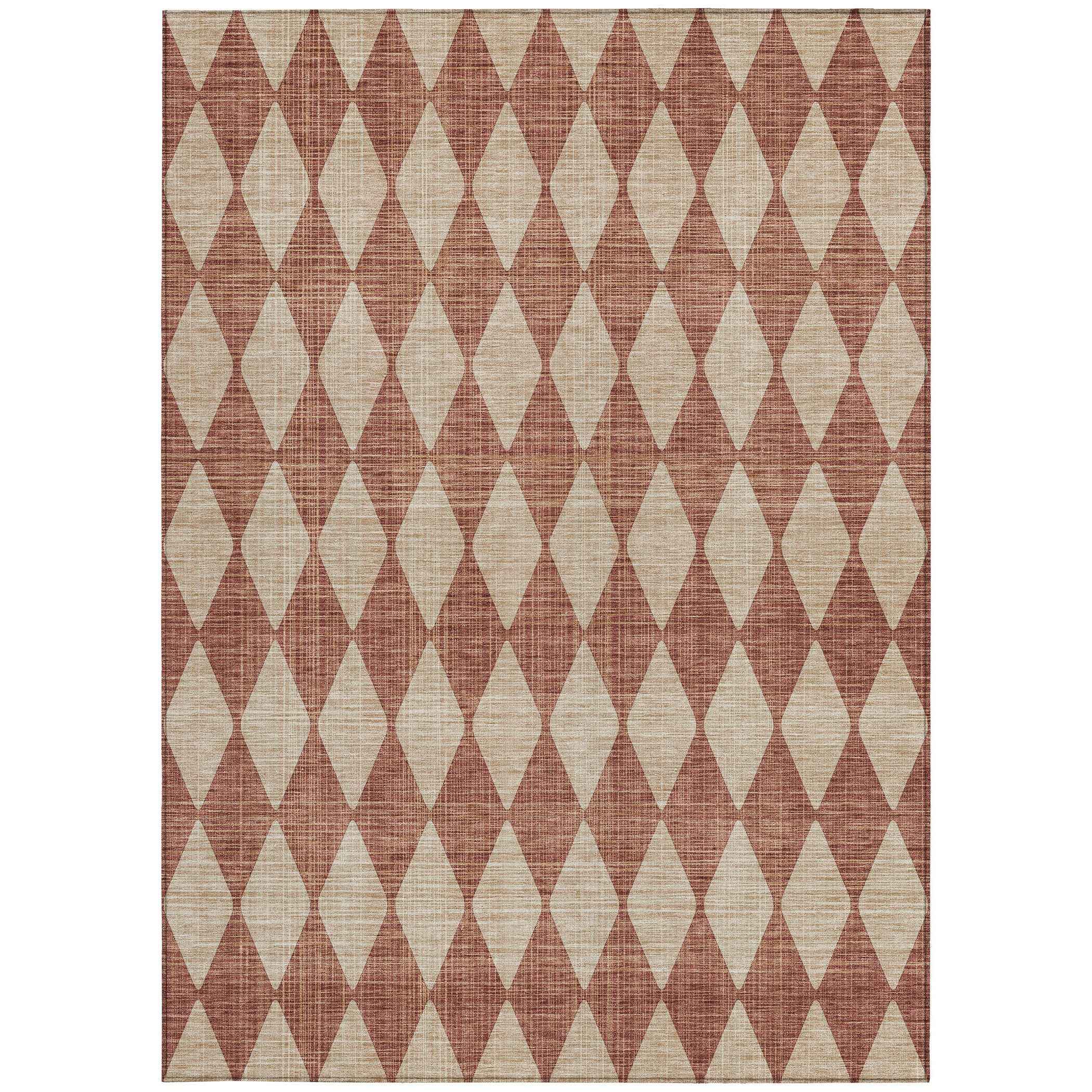 10' X 14' Orange And Copper Geometric Washable Indoor Outdoor Area Rug