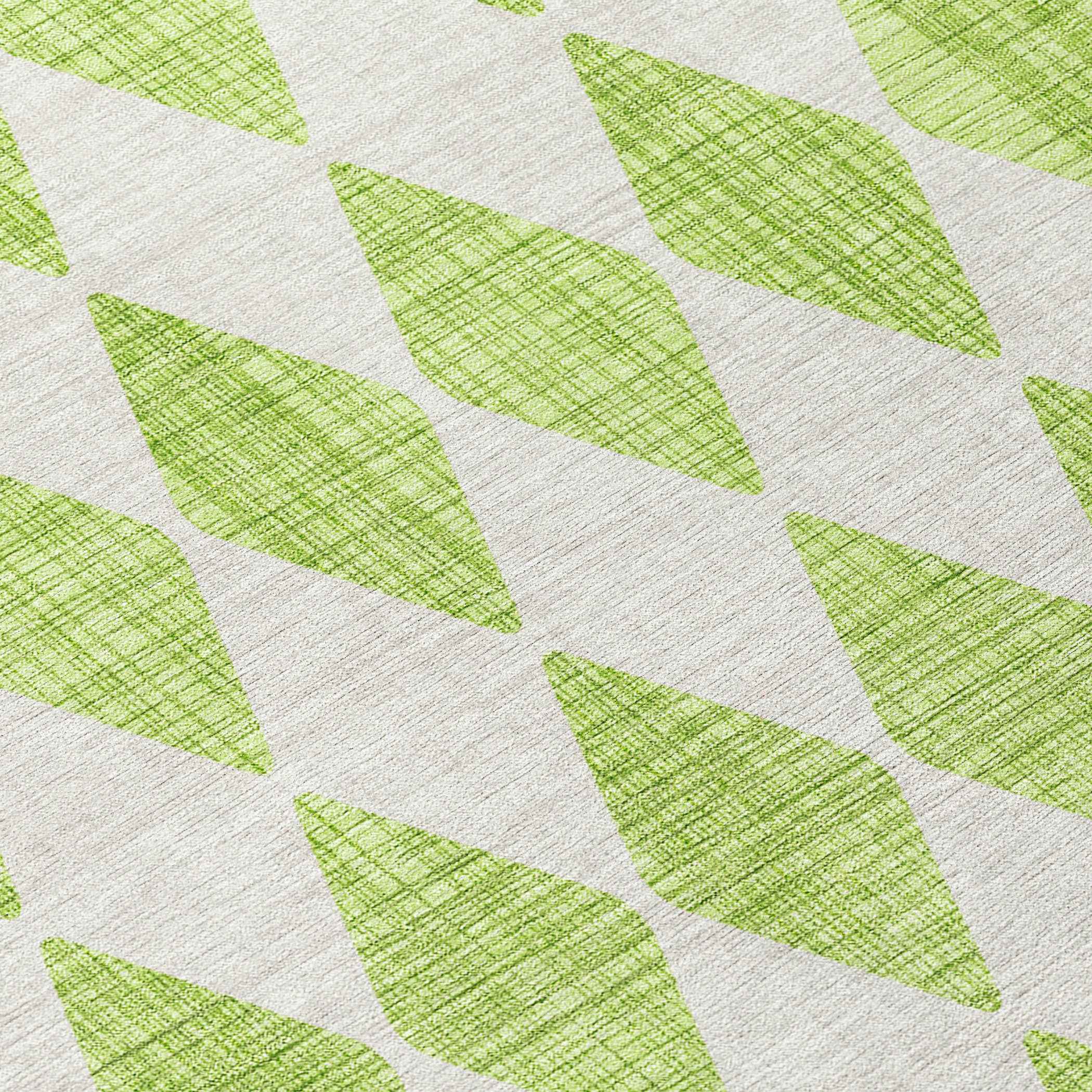 8' X 10' Lime Green And Ivory Geometric Washable Indoor Outdoor Area Rug
