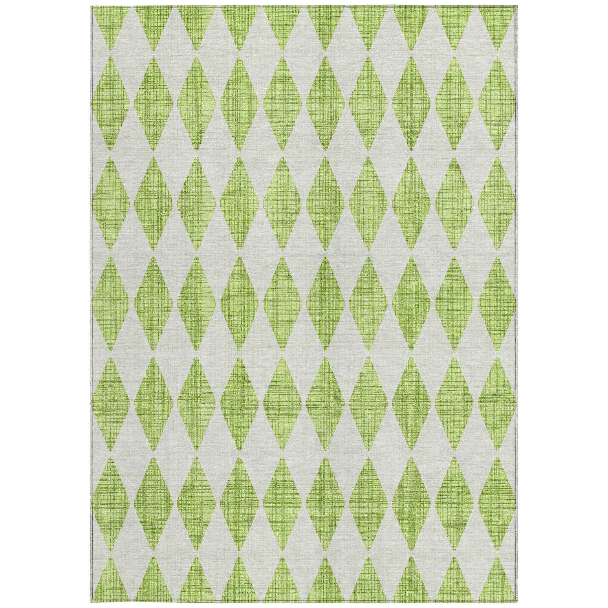 8' X 10' Lime Green And Ivory Geometric Washable Indoor Outdoor Area Rug