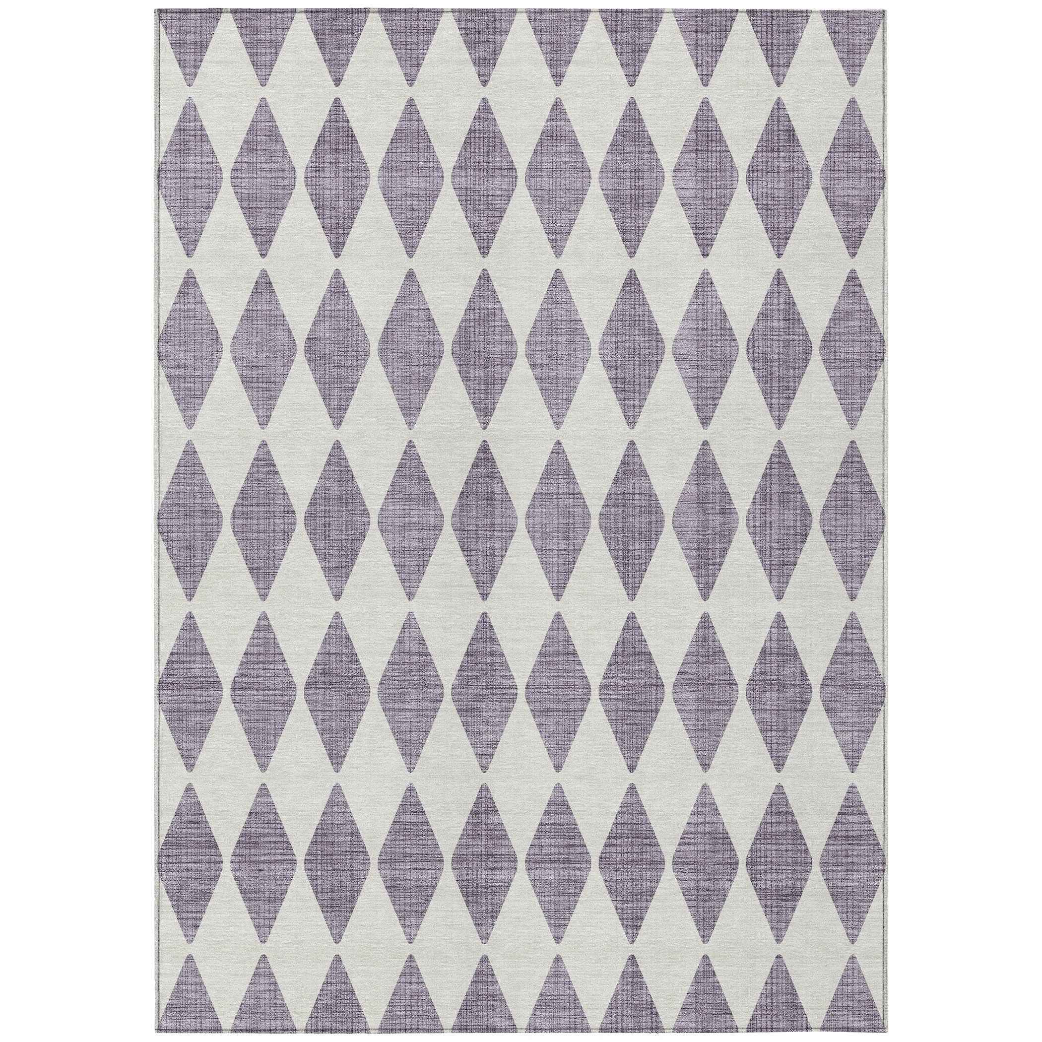 3' X 5' Purple And Lilac Geometric Washable Indoor Outdoor Area Rug