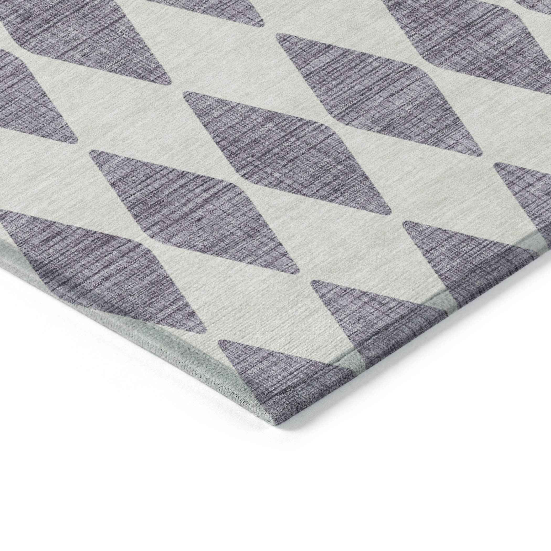 3' X 5' Purple And Lilac Geometric Washable Indoor Outdoor Area Rug