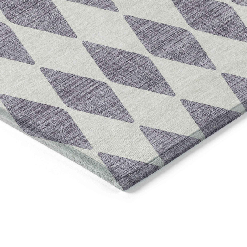 3' X 5' Purple And Lilac Geometric Washable Indoor Outdoor Area Rug