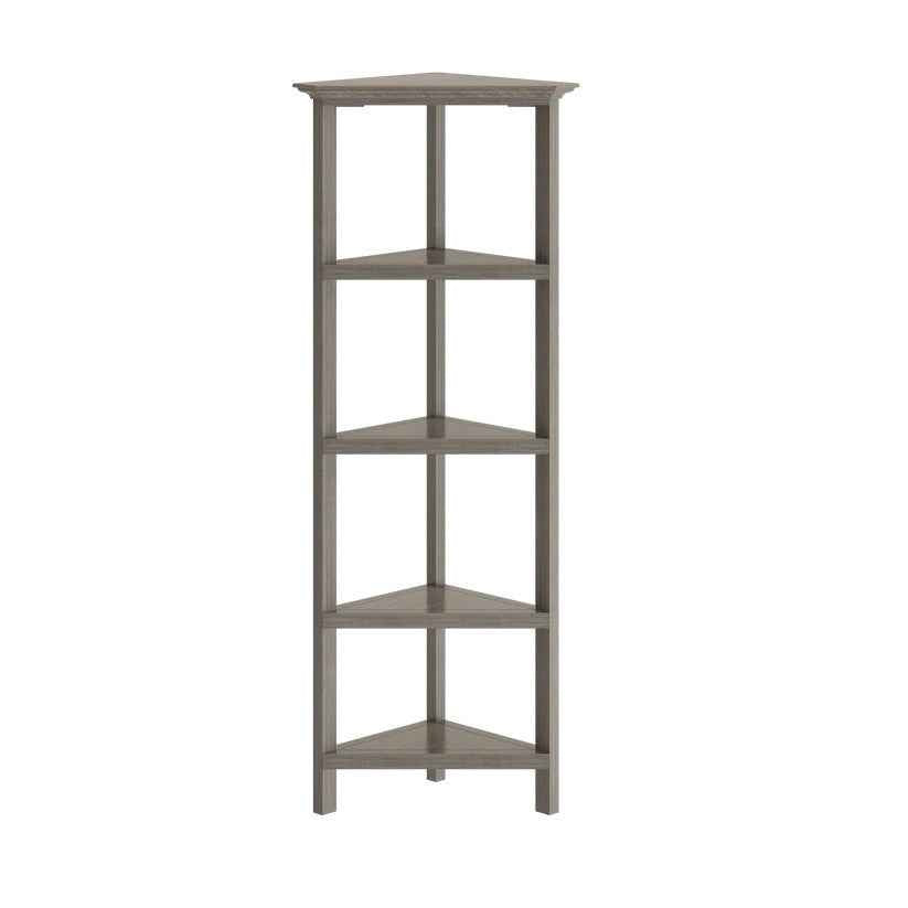 Gray Solid Wood Corner Bookcase