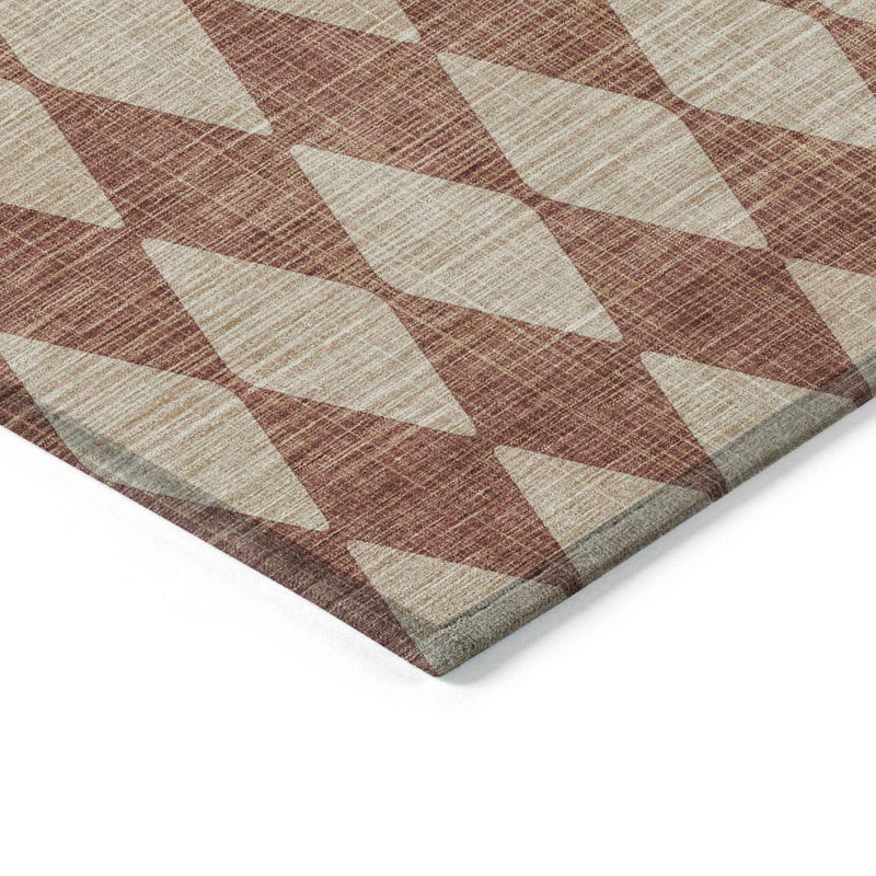 8' X 10' Orange And Copper Geometric Washable Indoor Outdoor Area Rug