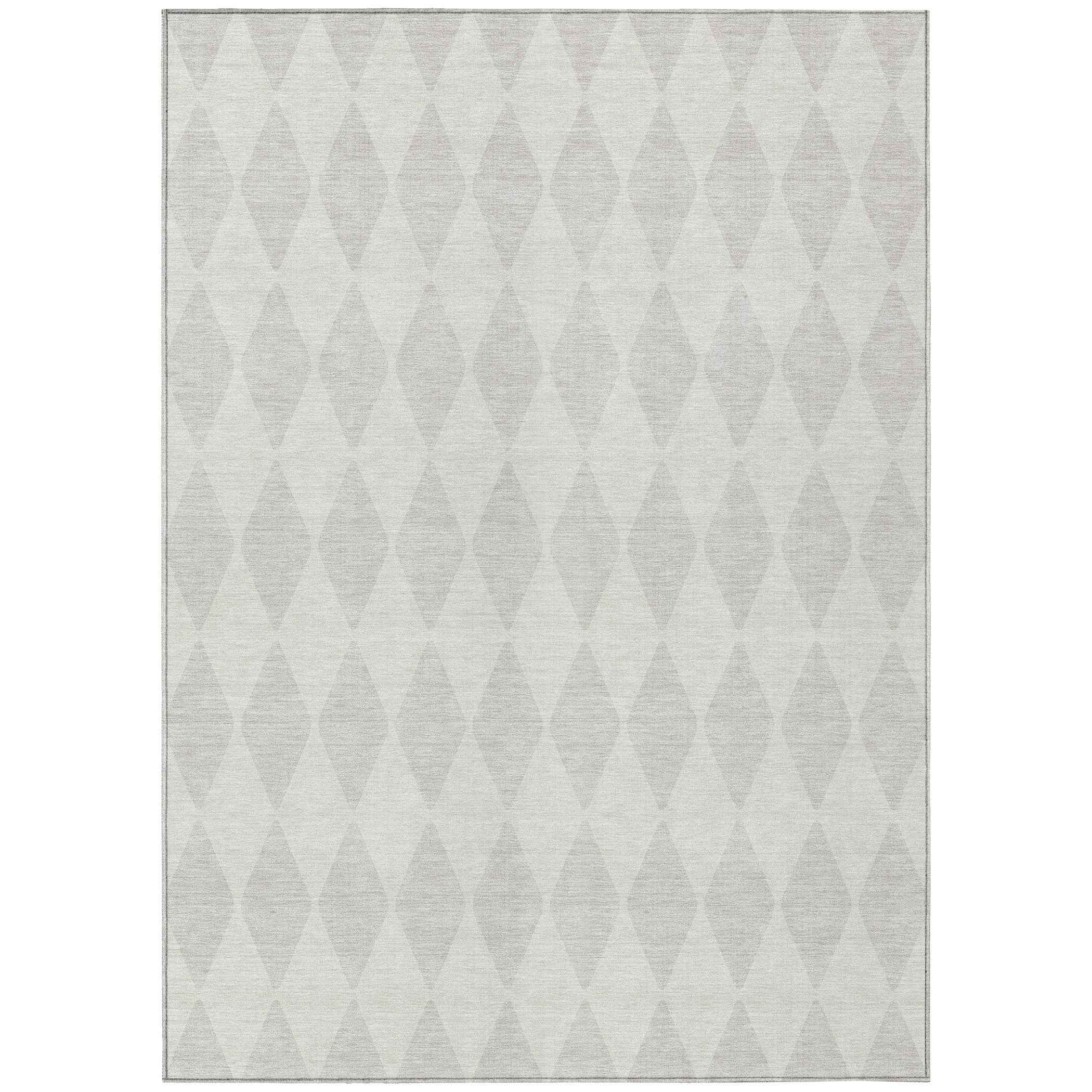 9' X 12' Ivory And Beige Geometric Washable Indoor Outdoor Area Rug