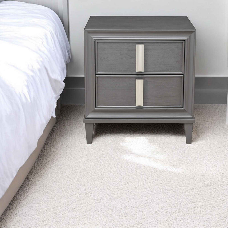 29" Dark Gray Solid Wood and Wood Two Drawer Nightstand