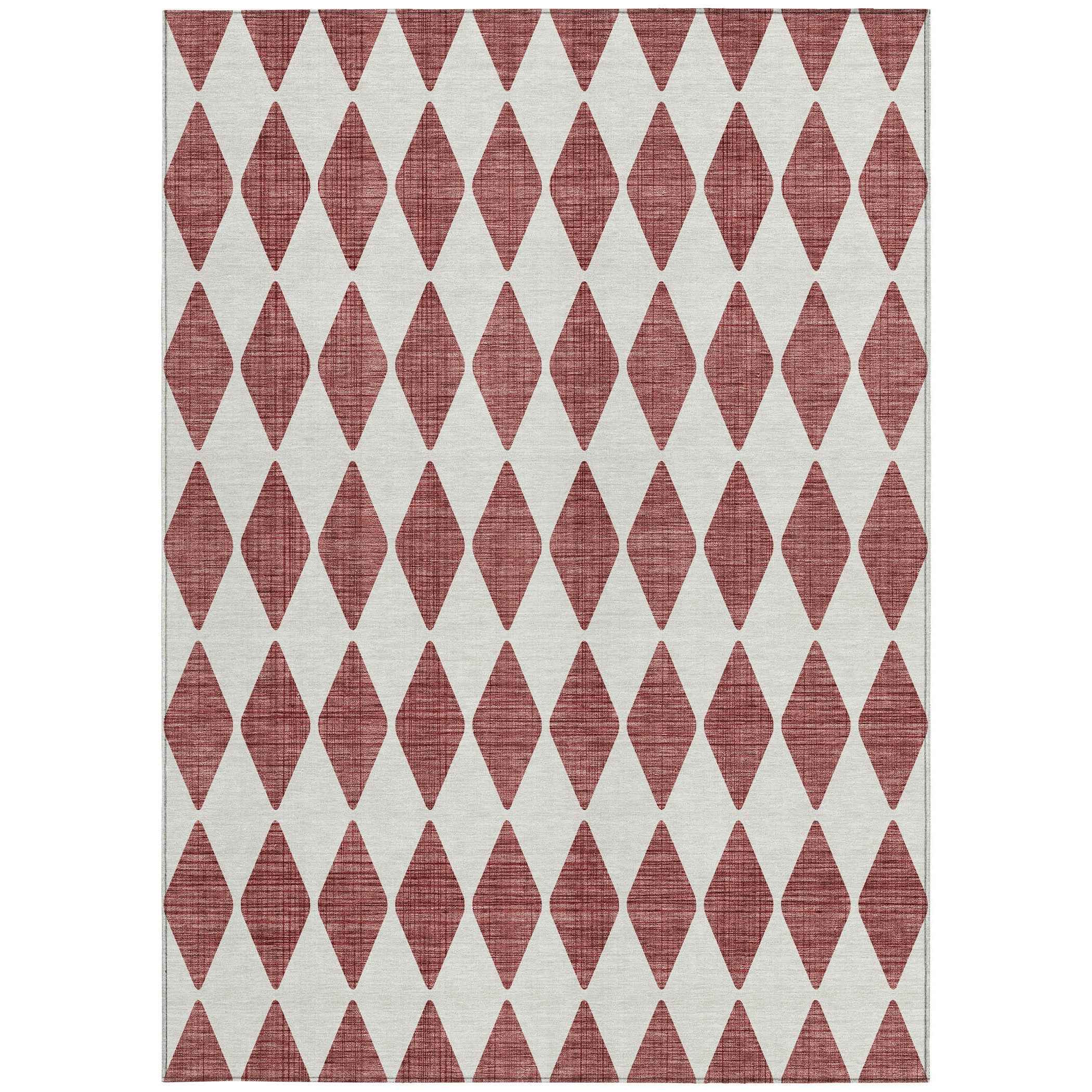 3' X 5' Burgundy Geometric Washable Indoor Outdoor Area Rug
